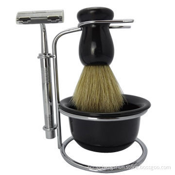 Beard Brush with Wooden Handle and Brush Hanger